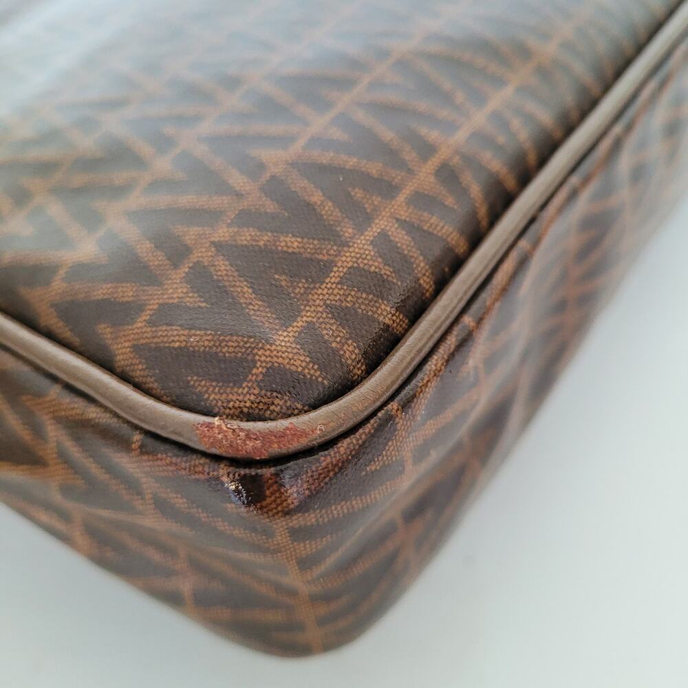 Mario Valentino Bag Clutch Unisex Vintage Pouch Zip Italian Brown Logo Handbag - Picture 9 of 12